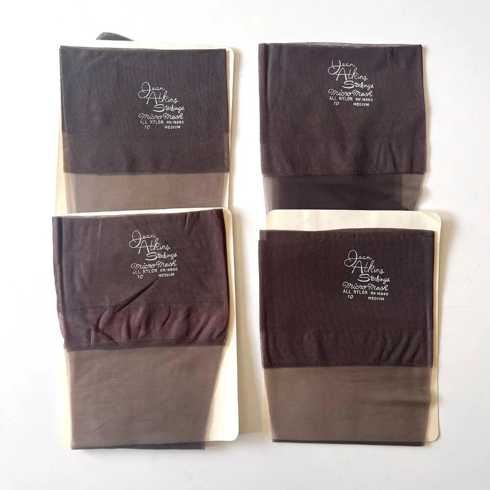 4 Pairs Vintage 50s Jean Atkins Thigh High Nylon Smoke Tint Stockings Medium